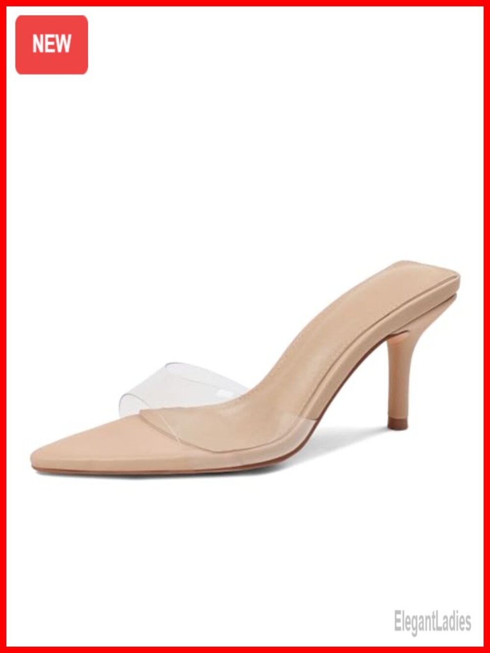 Kitten Heels Mules Pointed Open Peep Toe Backless Slingback Slip On Sandals